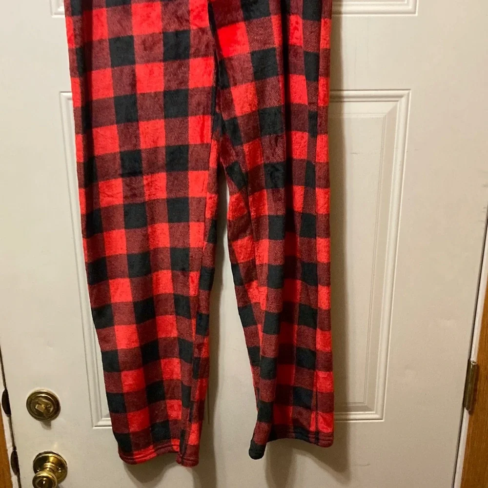 Red‎ & Black Buffalo Plaid Fleece Lounge Pants XL NWT